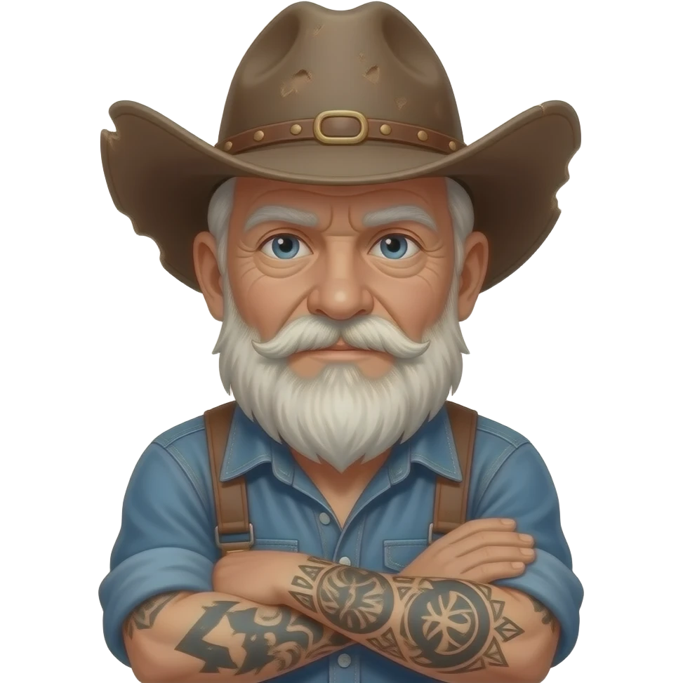 old man tatoo and wear cowboy hat emoji
