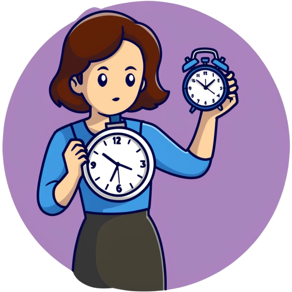 Women with clock in hand emoji