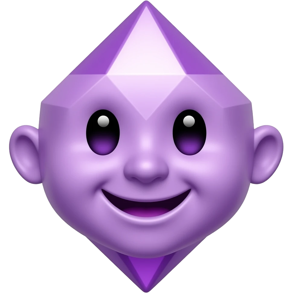A violet diamant emoji smile without the face is like a baby face but in the diamant with no hair and ears emoji