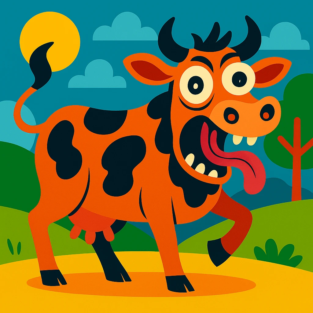Crazy cow emoji