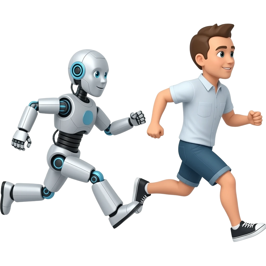 Robot chasing an human emoji