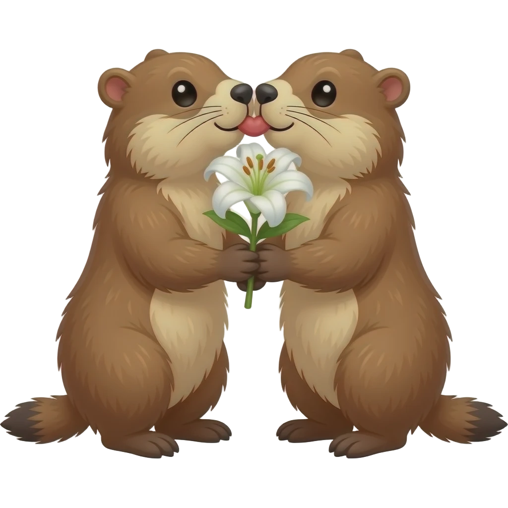 2 marmottes avec bisous et muguets de première mai emoji