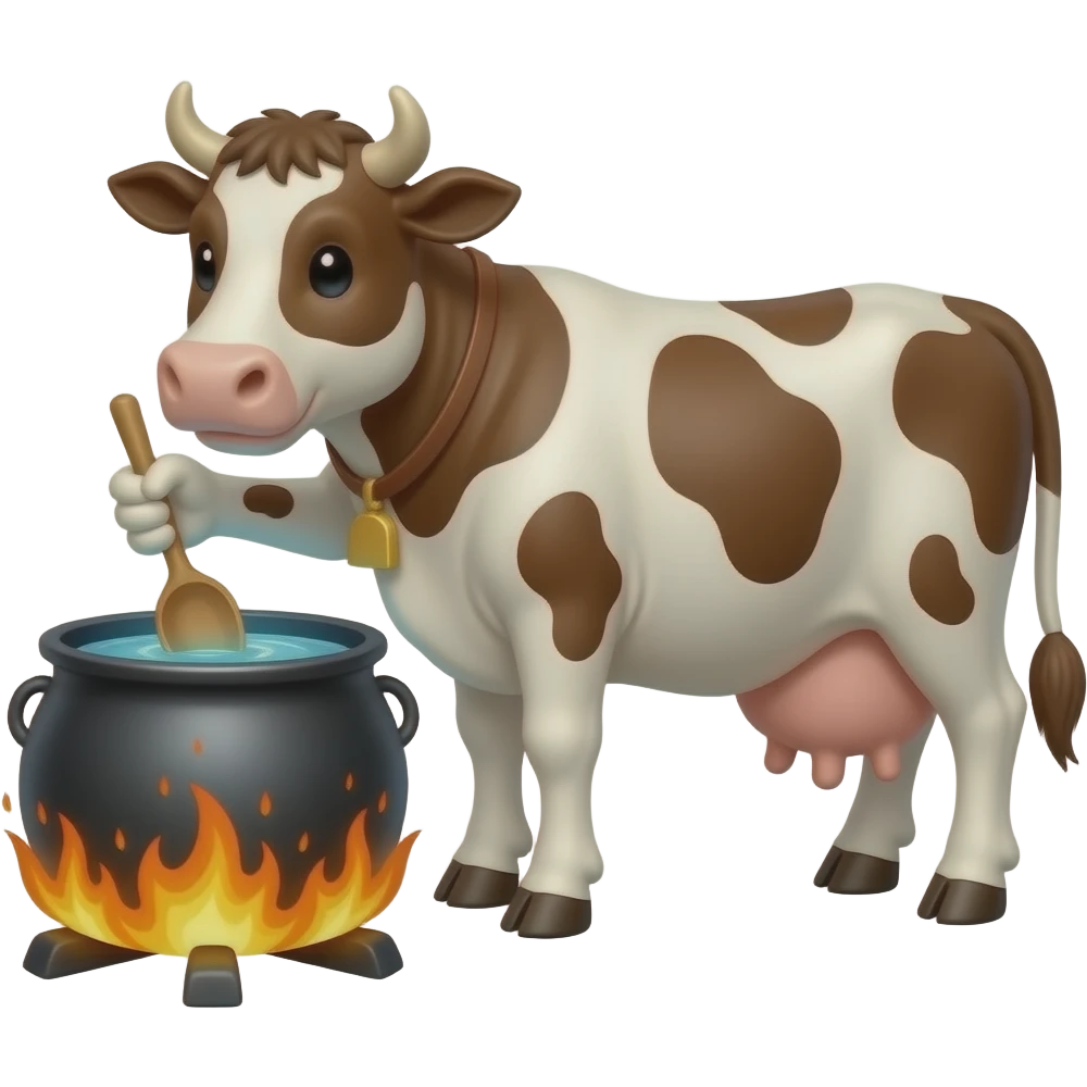 cow stirring cauldron emoji