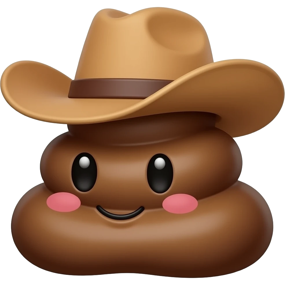 Cute 💩 with cowboy hat  on Sideways emoji