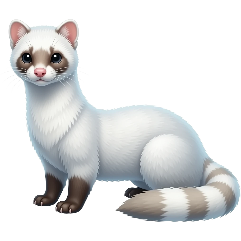 White translucent diaphanous colorful iridescent genet-Fossa-civet-mustelid-creature-hybrid, full body emoji