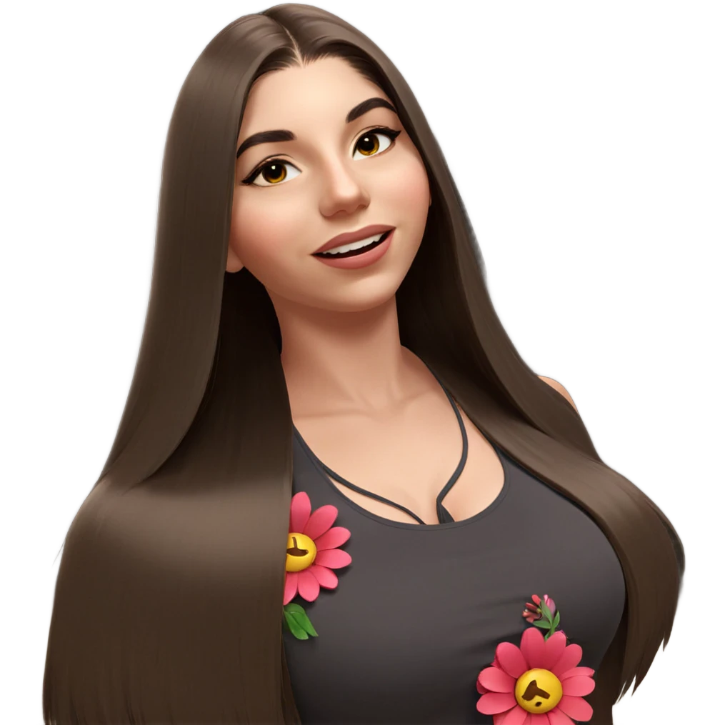 smiling girl with flower emoji