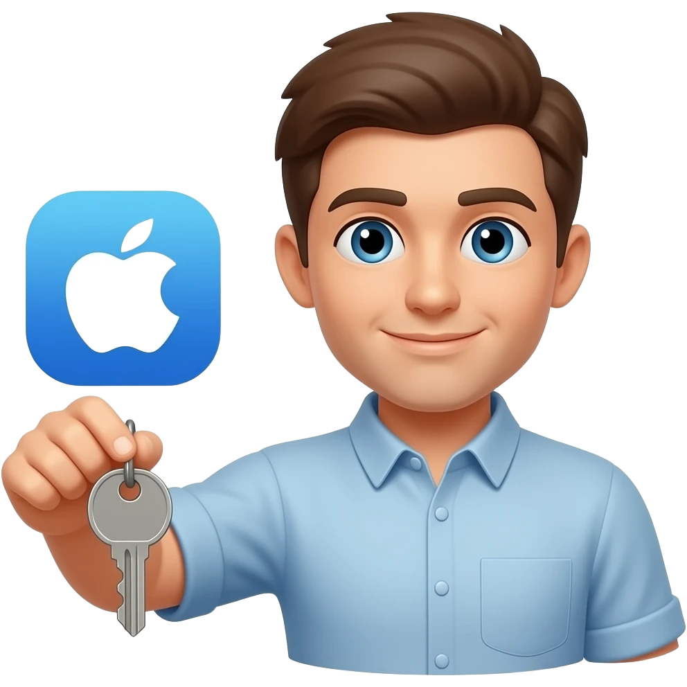 person with keys logo apple style ui logo emoji