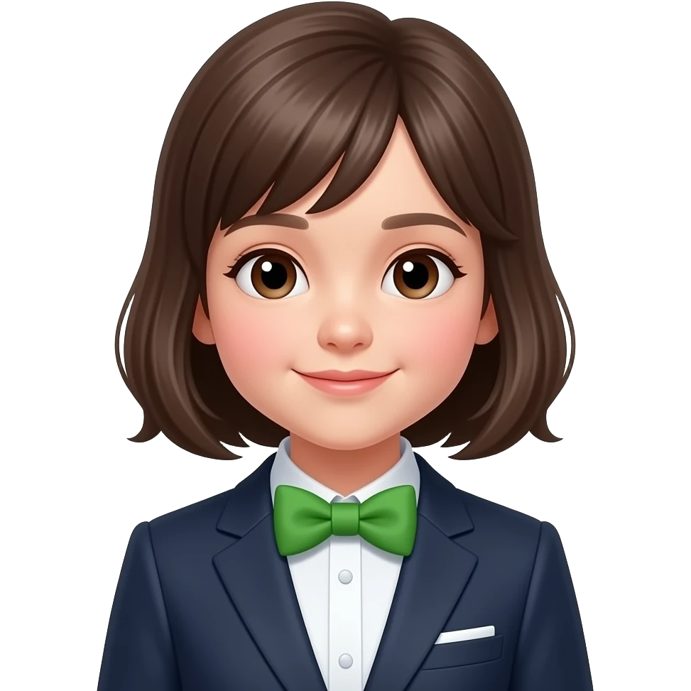 cute female Kid in Suit and Green Bowtie emoji