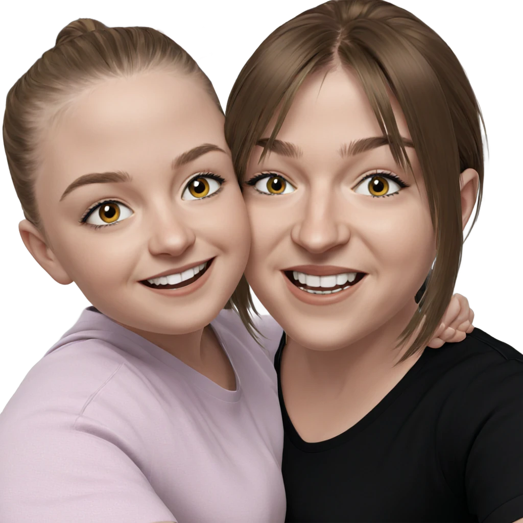 smiling girls in black shirts emoji