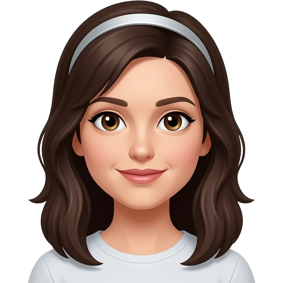 brunette white woman with head strip emoji