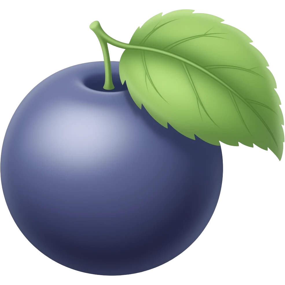 damson with a leaf emoji
