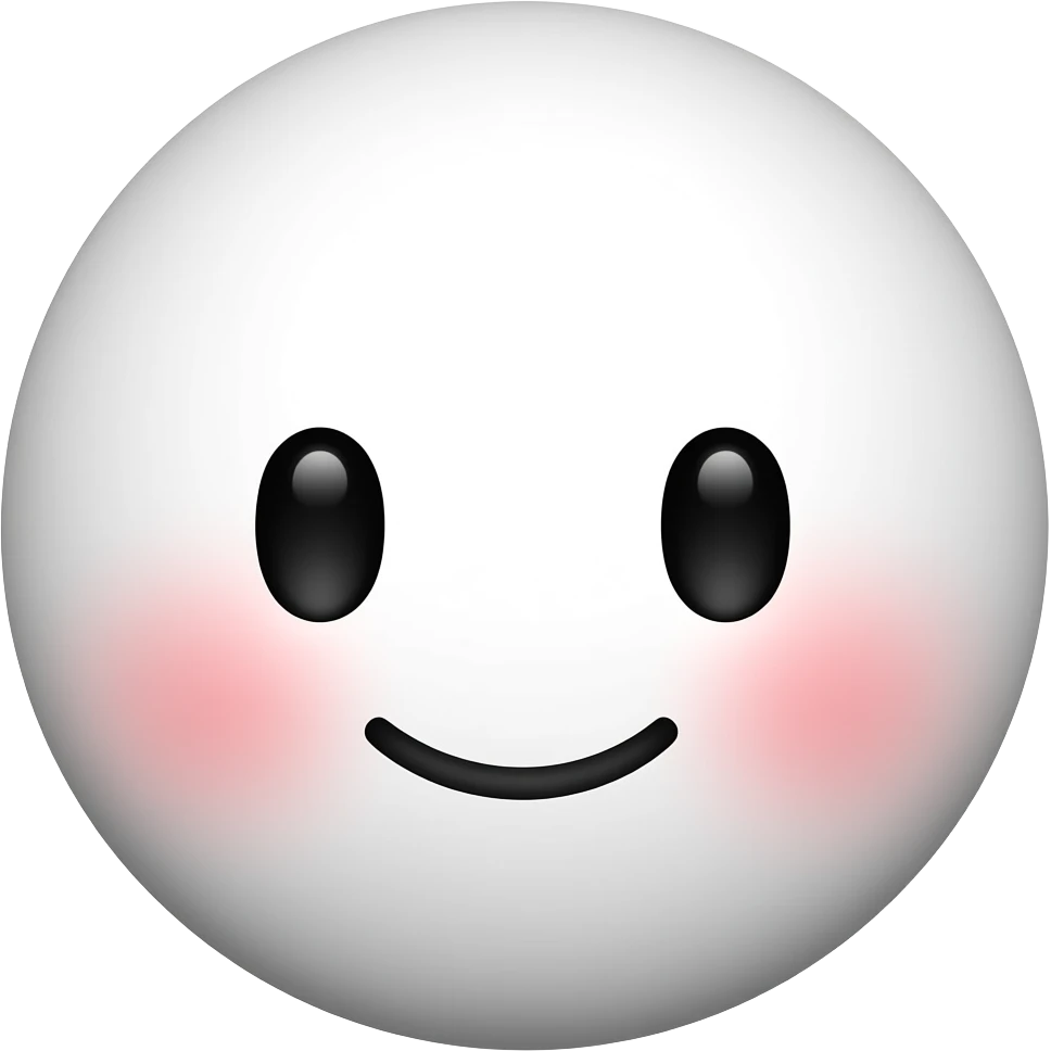 높은 색상 출력.  흰 색 얼굴의 붉은색 홍조를 하고 있는 귀여운 만화 입체적 이모티콘 emoji