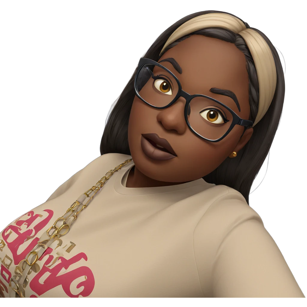 dark-skinned girl with glasses emoji