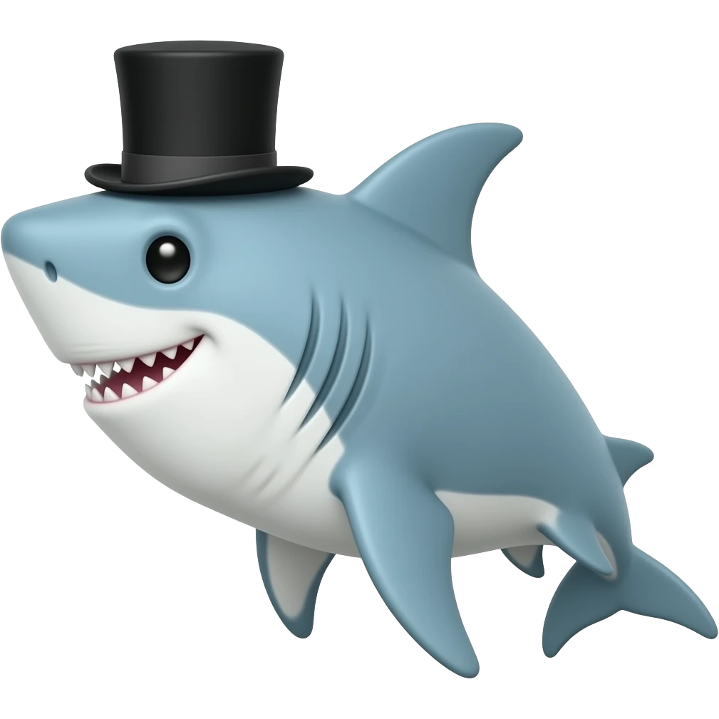 Shark with a top hat emoji