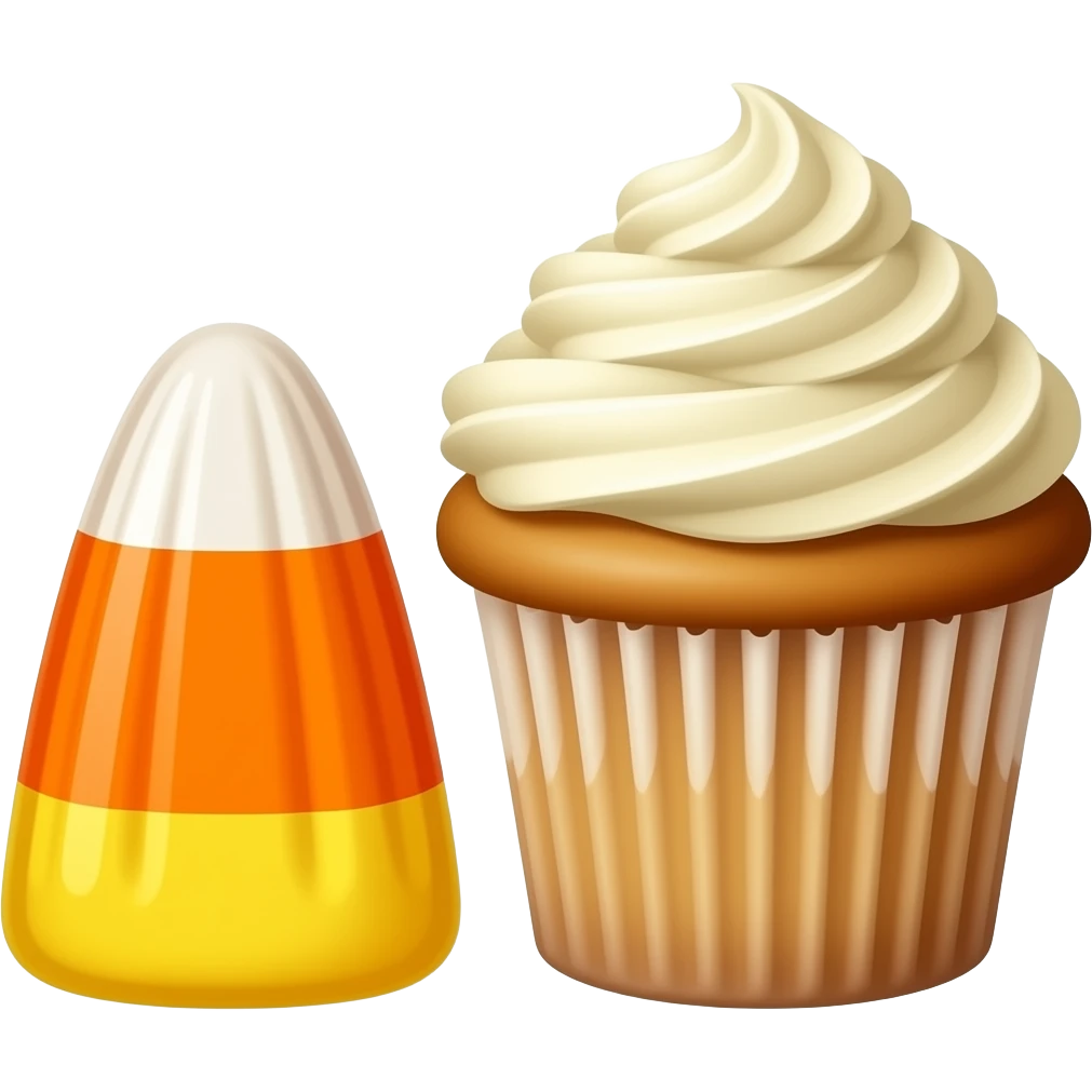 Candy corn with cupcake emoji