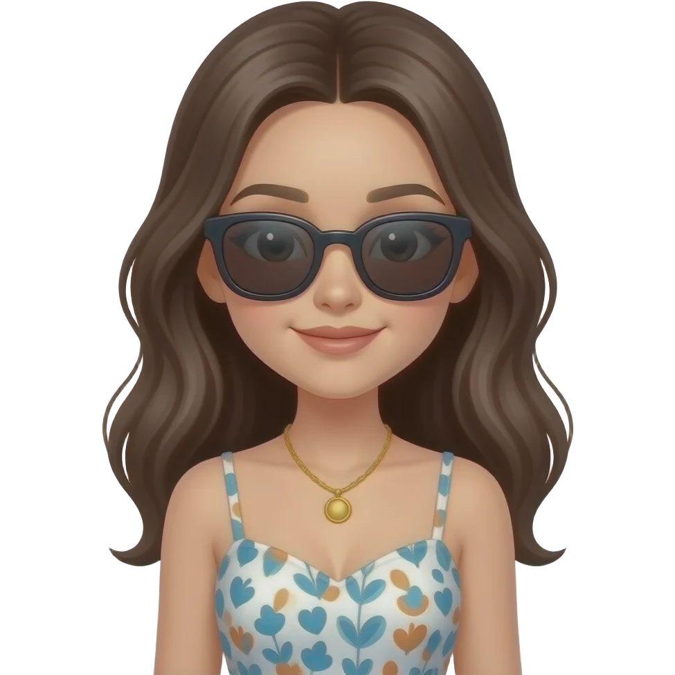 create a fashionable girl wearing sundress, sunglasses without background emoji