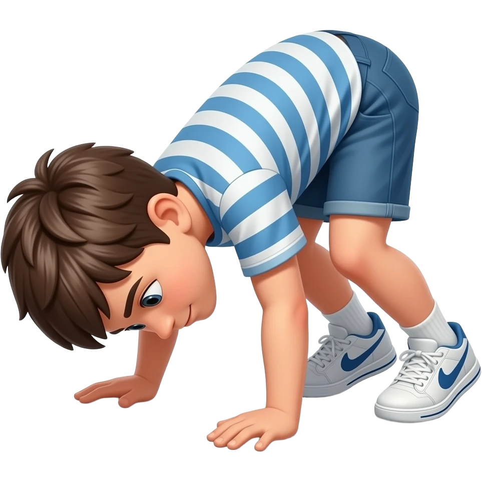 a boy doing the limbo emoji