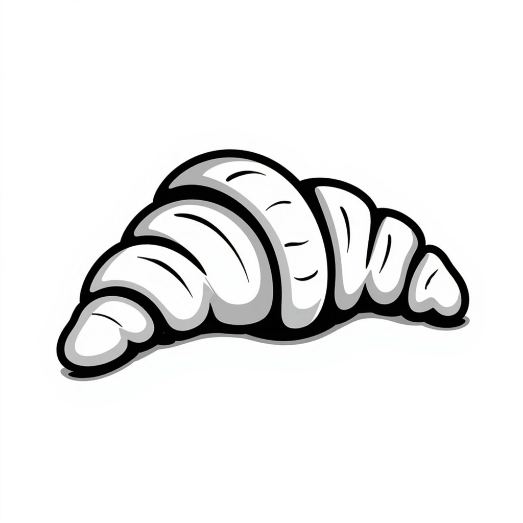 hand drawn doodle style croissant emoji