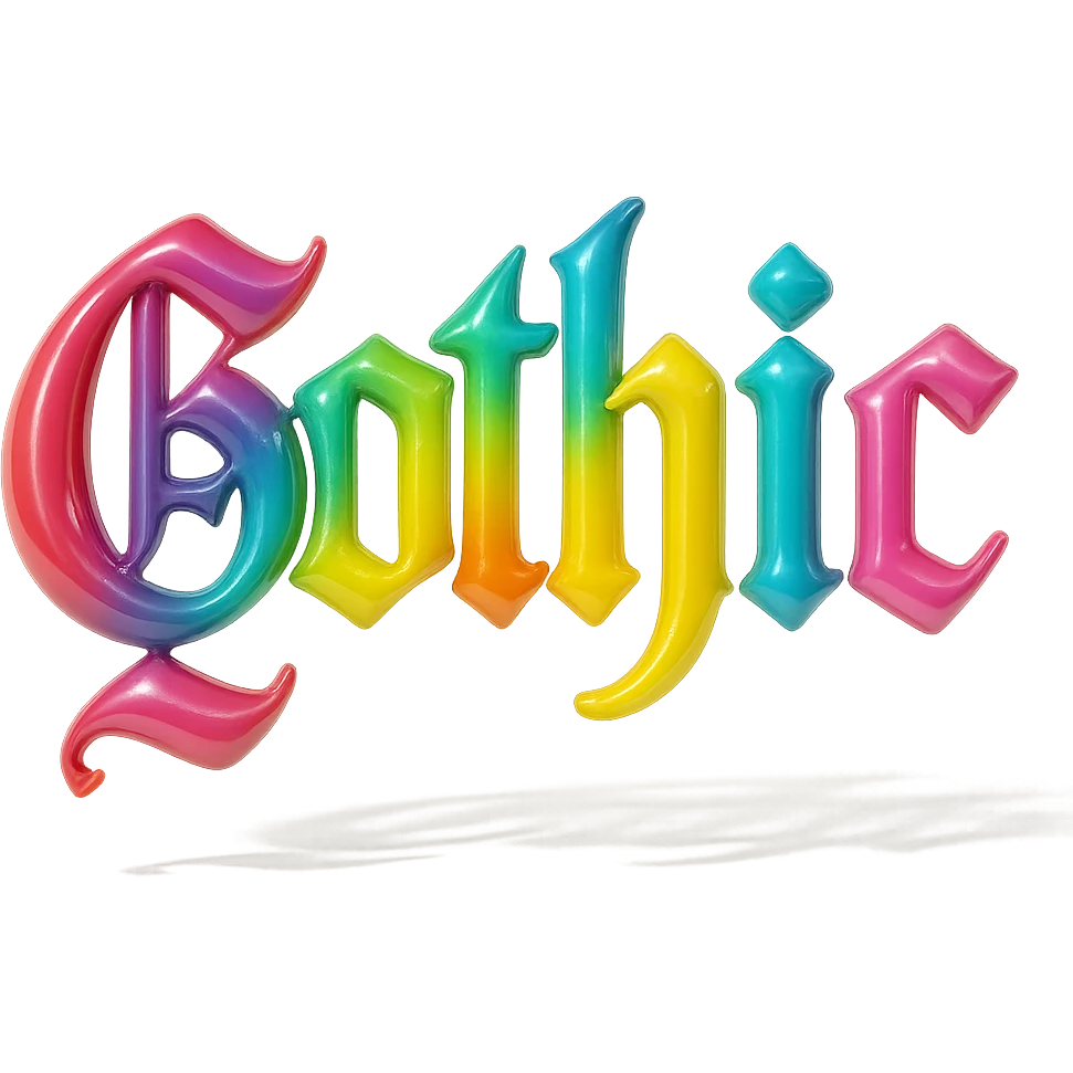 the word 'Gothic' in ornate gothic calligraphy, balloon style emoji