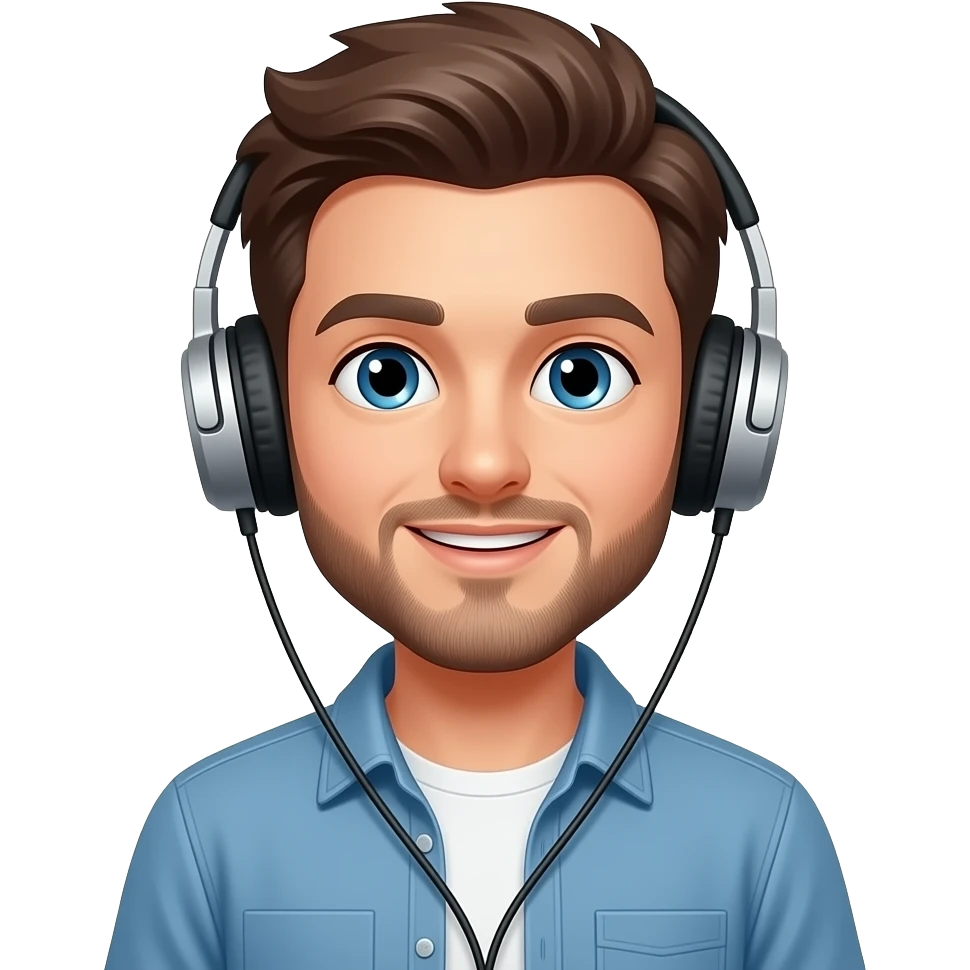 귀여운 남자가 음악을듣고있는 모습 emoji