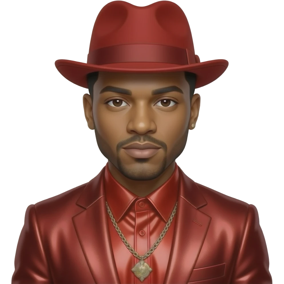 Ne-Yo, Singer with red hat, red metallic shirt, red metallic suit jacket emoji