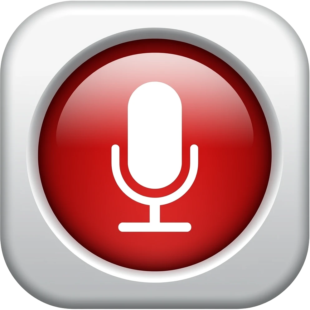 mac style recording icon with red big button and mic icon on it emoji