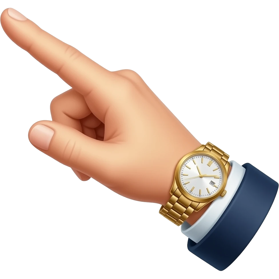 Mano con reloj elegante,señalando arriba emoji