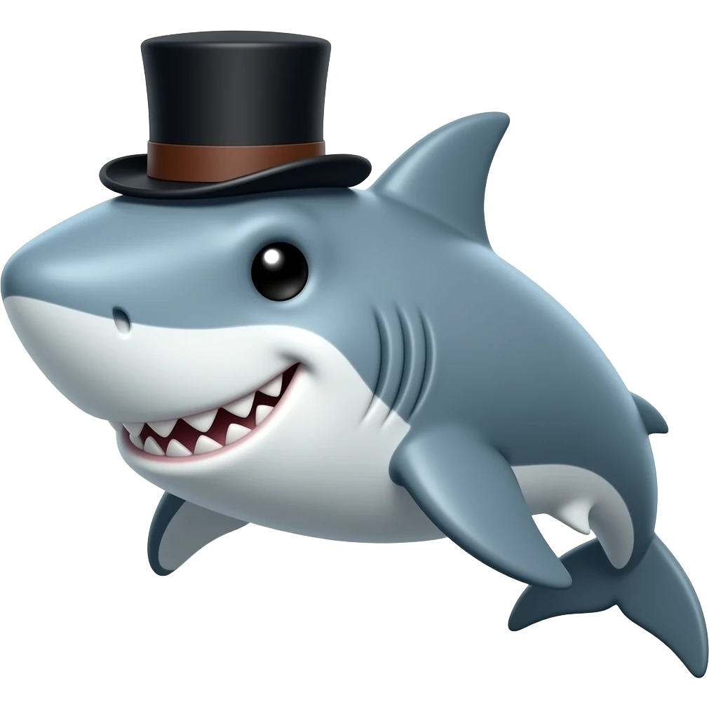 Shark with a top hat emoji