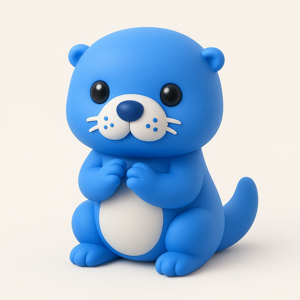 whimsical 3D otter with a round face, large expressive eyes, and tiny paws emoji