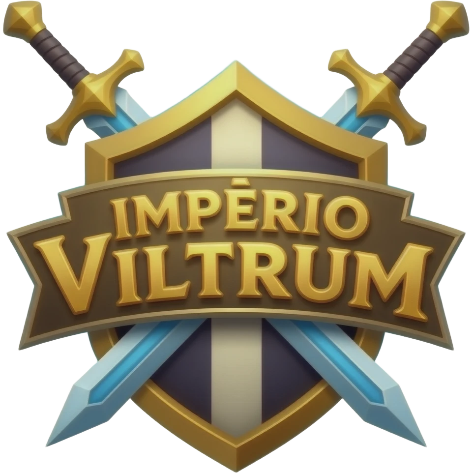 logo para guilda de rpg escrito IMPÉRIO VILTRUM com espadas de magia emoji
