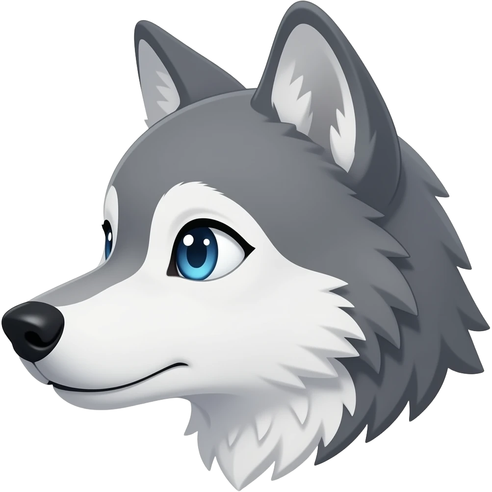 A little bit gorgeous gray wolf head anime eyes have a white eyes realistic Turn sideways light blue gray eyes But see  like anime eyes emoji