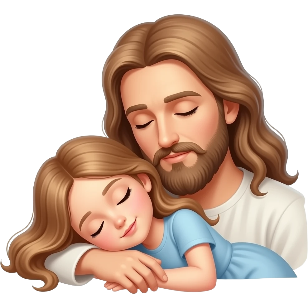 Resting as God watches and protects a girl with long light brown hair peacefully  sleep emoji