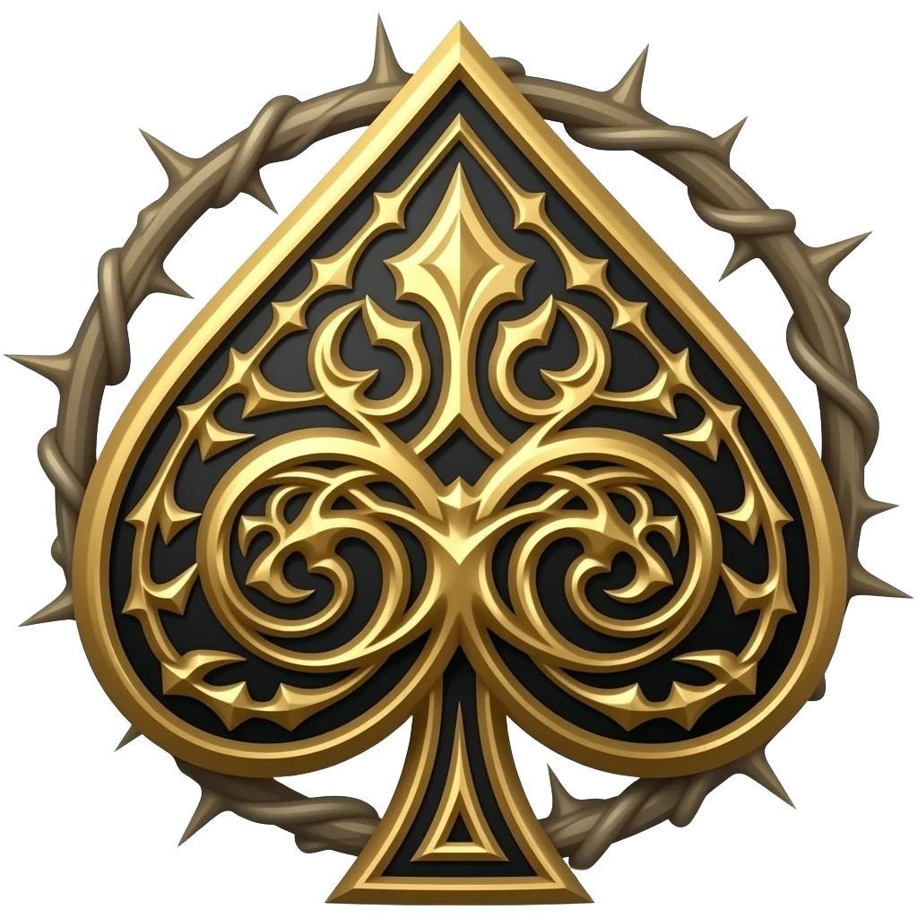 richly ornamented ace of spades surrounded by tendrils of thorns emoji
