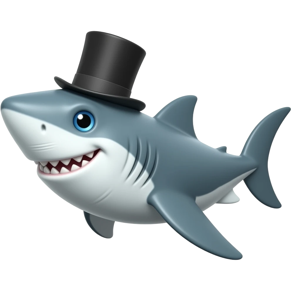 Shark with a top hat emoji
