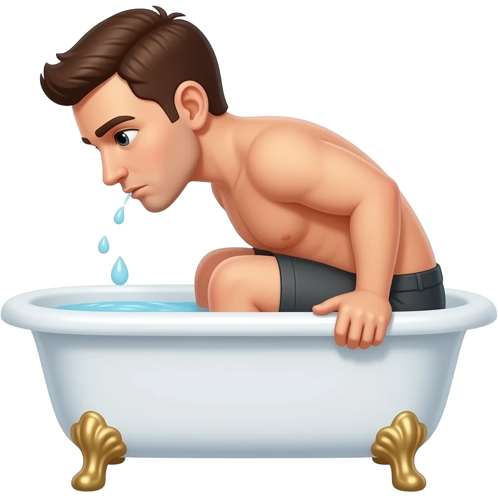 Man Squat Peeing in a bathtub emoji