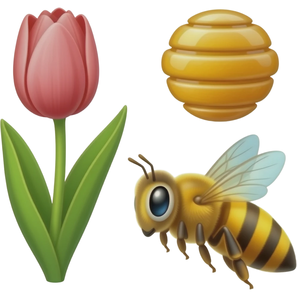 tulips and honey bees emoji