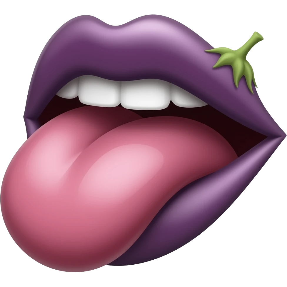 lips sucking eggplant emoji