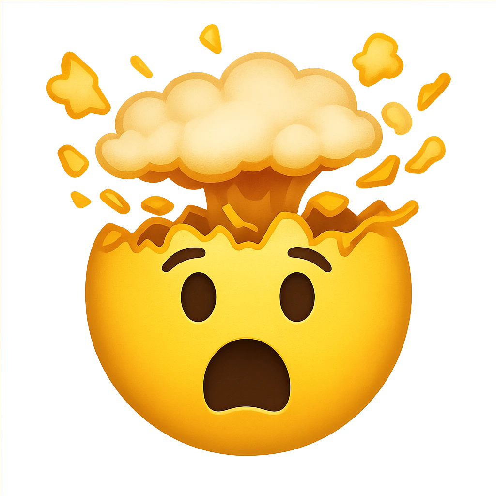 yellow face with exploding head emoji, digital illustration, no background emoji