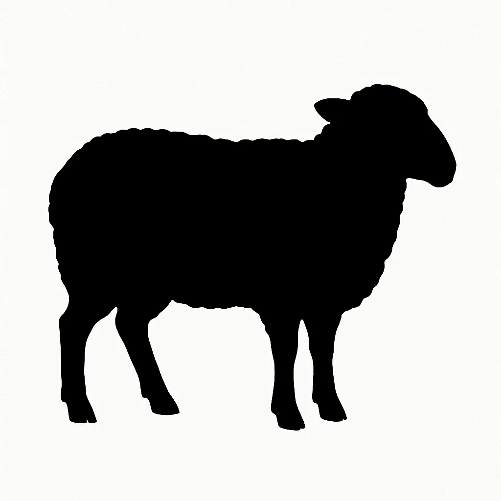 Sheep black silhouette white background emoji