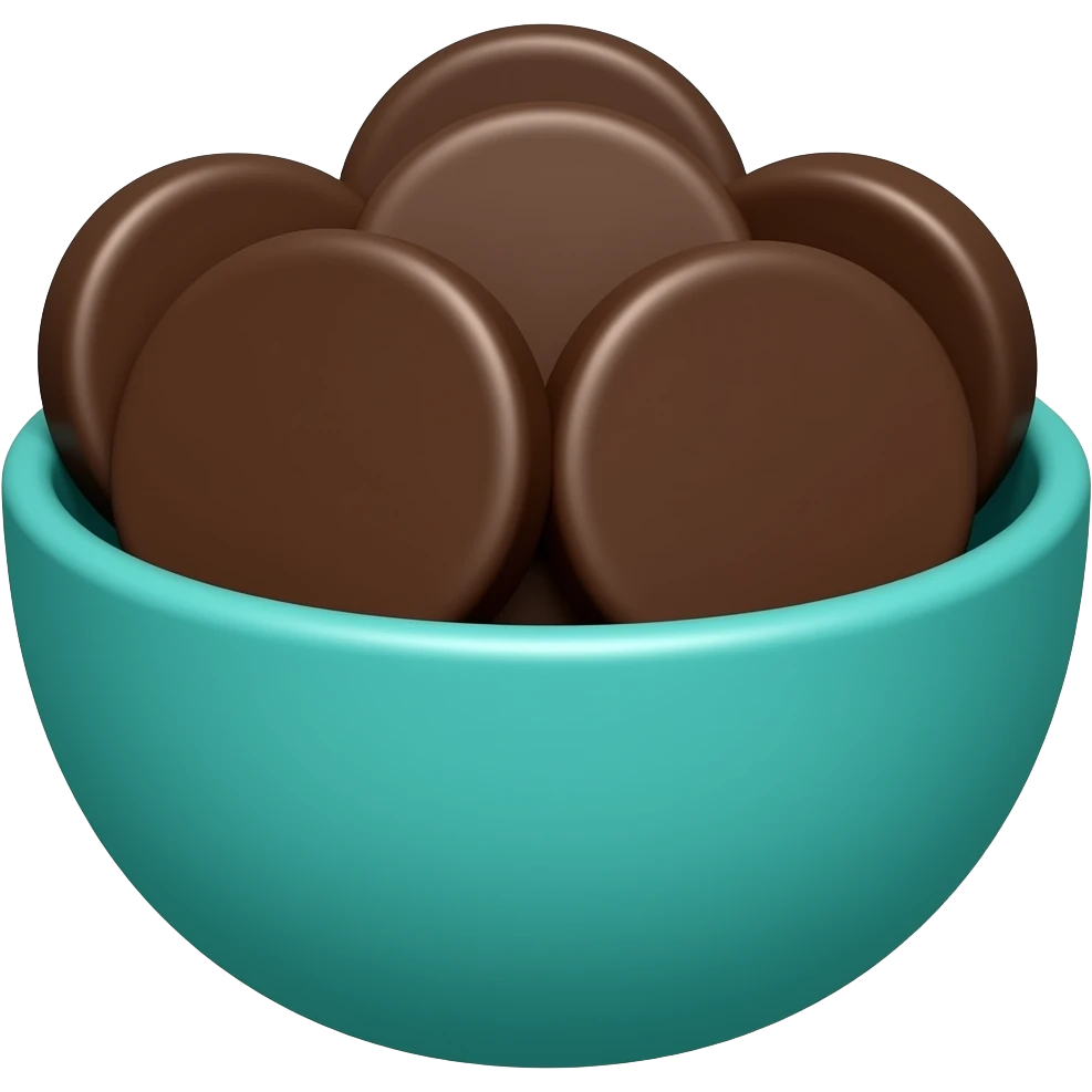 super realistic teal bowl with chocolate circles emoji