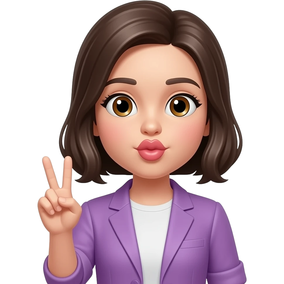 kissing face peace sign emoji