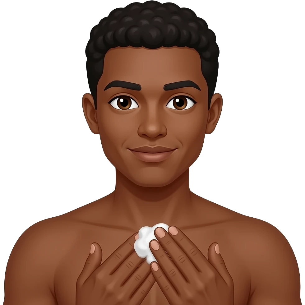 DARKBROWN SKIN APPLYING CREAM ON HIS HANDS emoji