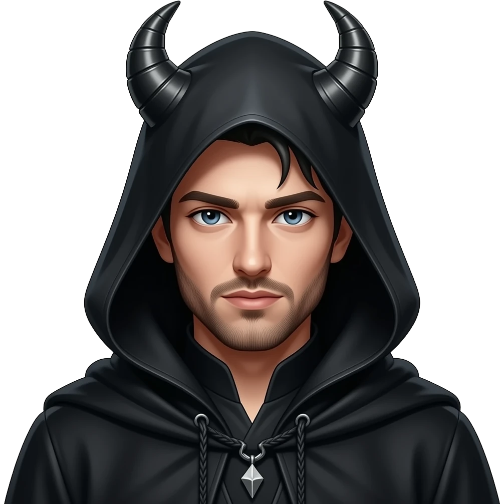 Sexy gothic male warlock with dark hood emoji
