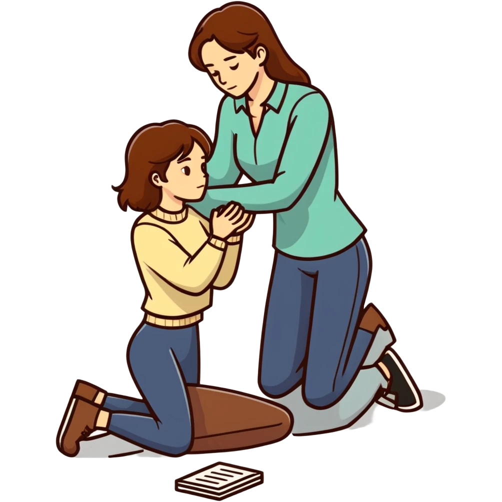 One Caucasian woman with brown hair big boobs,  kneeling on top of a man emoji