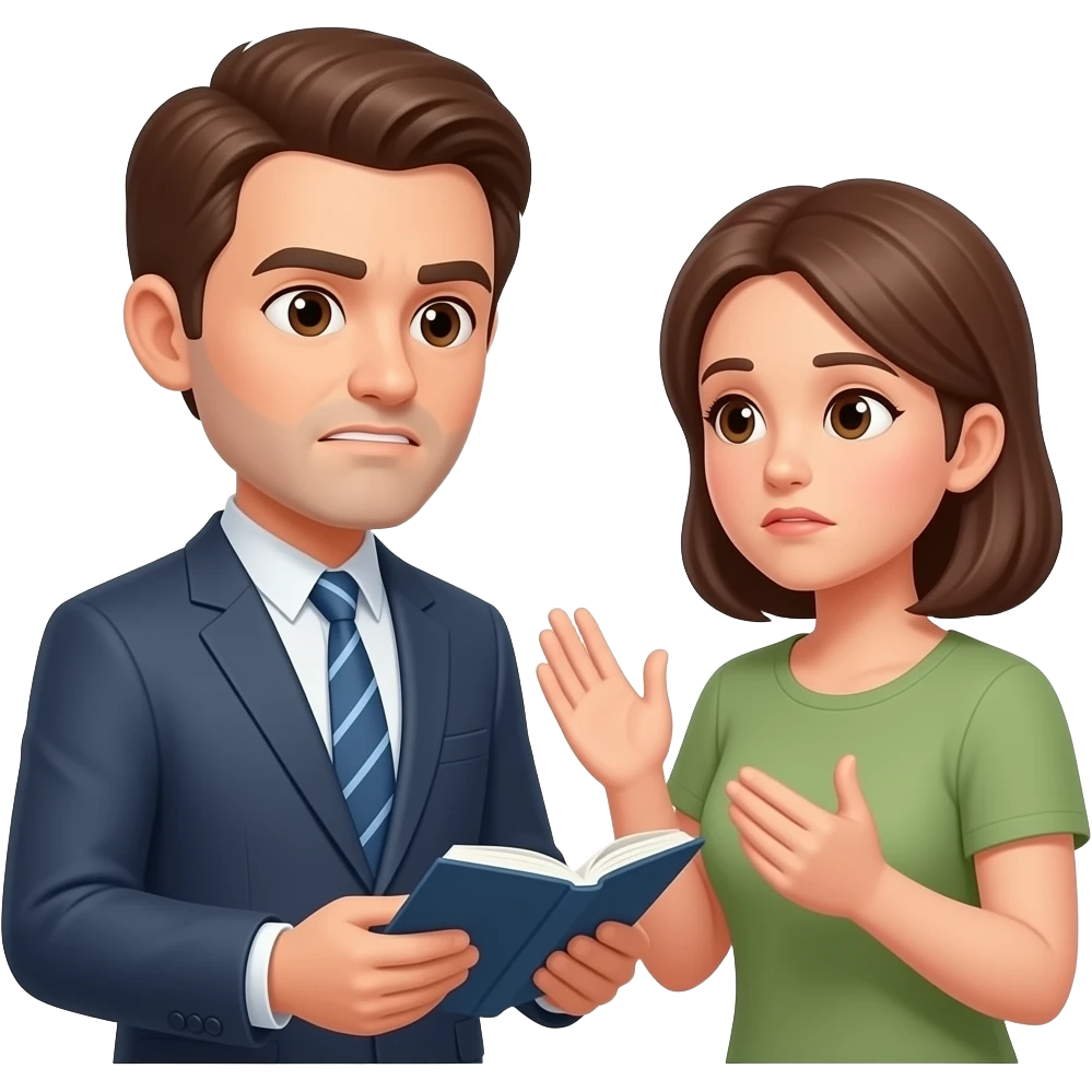 Third person solving dispute between two emoji