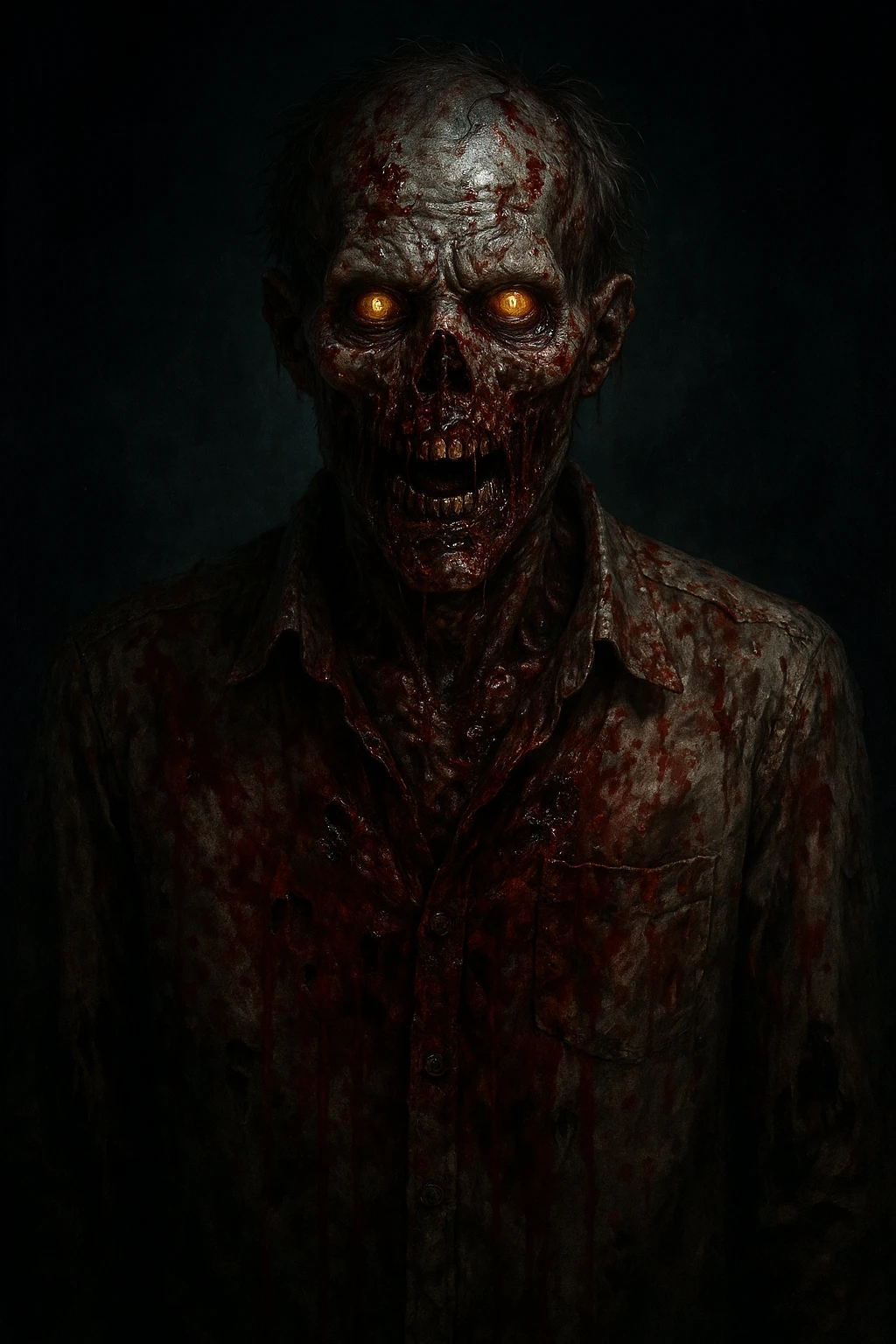 zombie covered in blood, detailed, horror style emoji