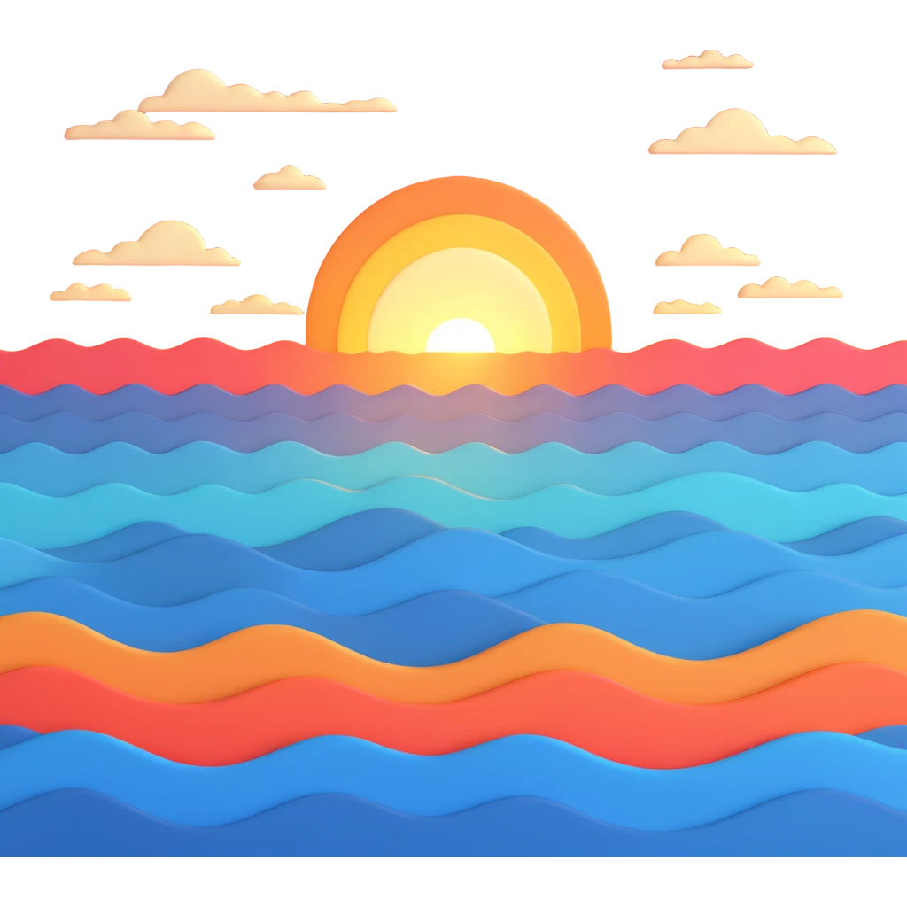 Waves sunset horizon emoji