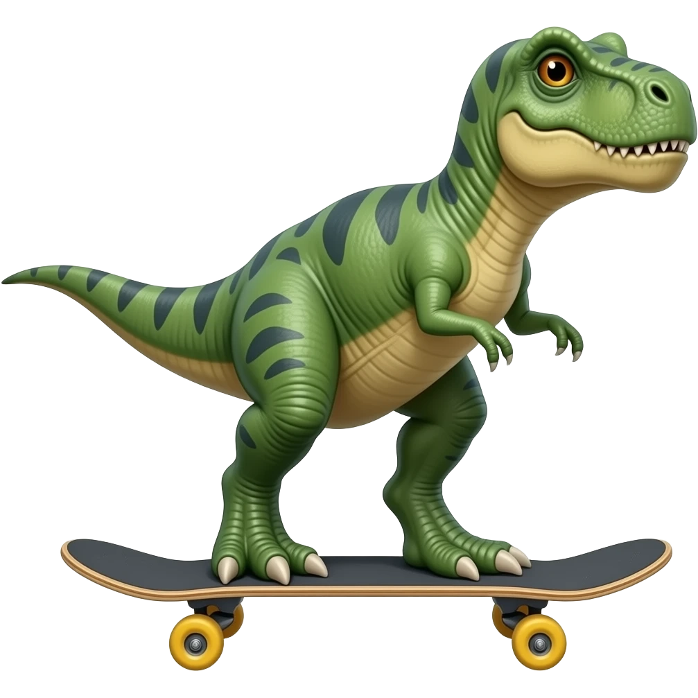 Dinosaur on a skateboard emoji