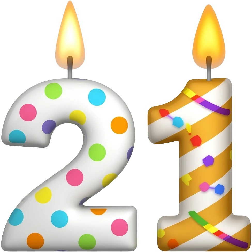 birthday candle saying 21 emoji