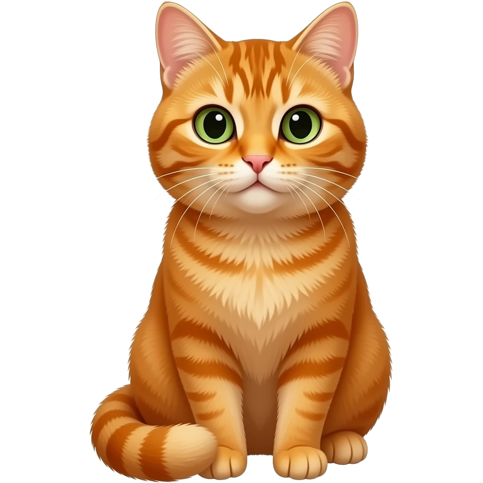 Realistic sitting beautiful fine aesthetic orange ginger cat emoji